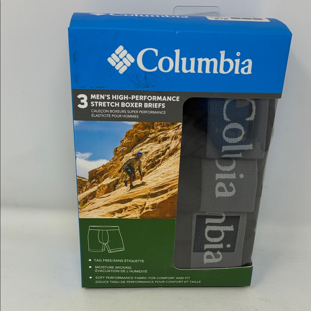 Columbia Men's Poly Stretch Boxer Brief - 3 Pack - Small